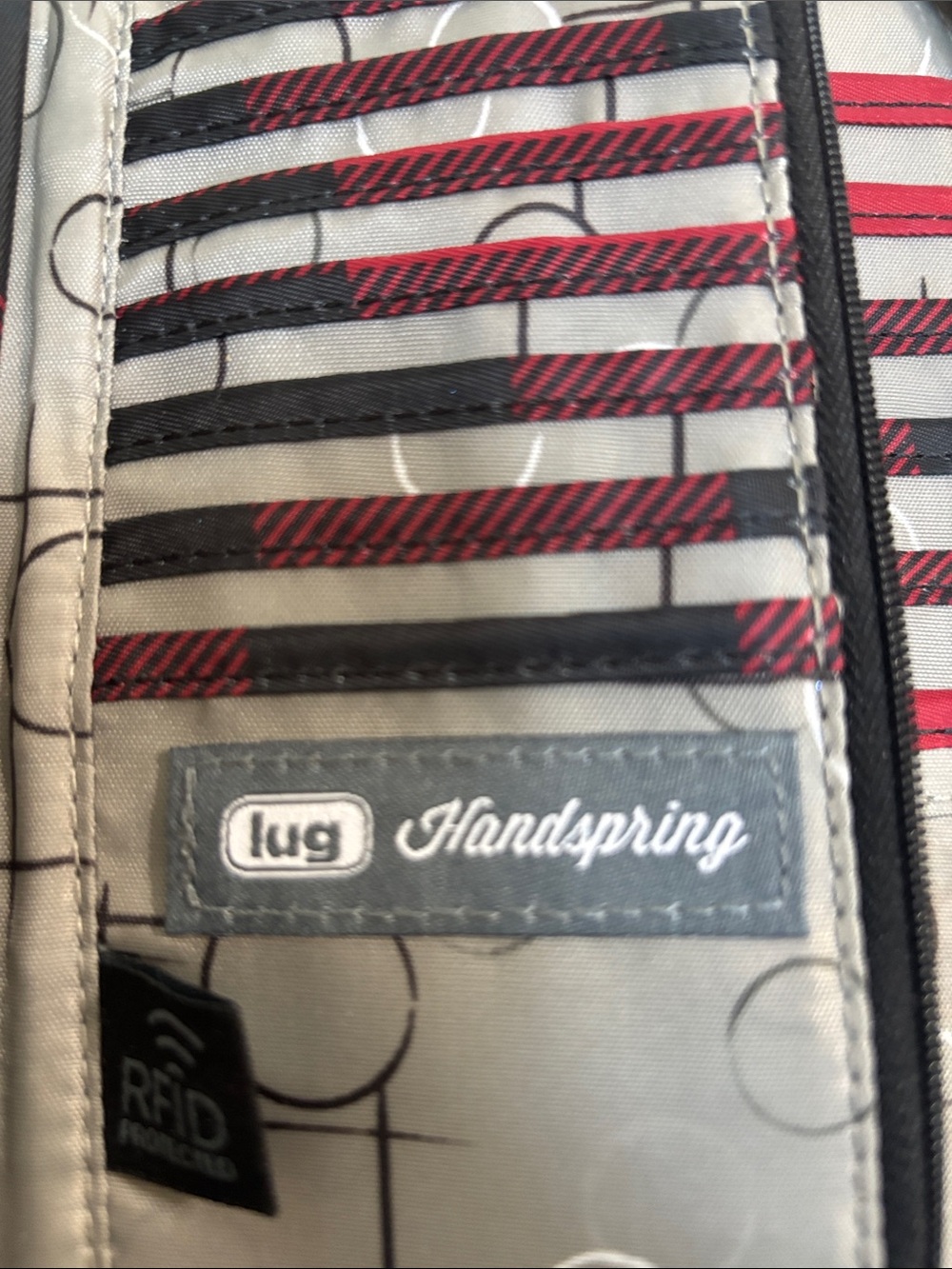 lug Handspring Red and Black Quilted Checkered Zip Wallet - Picture 6 of 8
